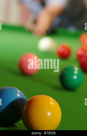 snooker balls on table Stock Photo