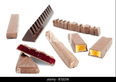 Mixed chocolate bars and pieces