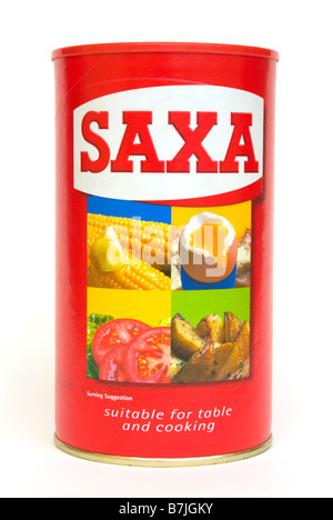 Saxa Table Salt Container Cooking Salts condiments condiment Stock Photo