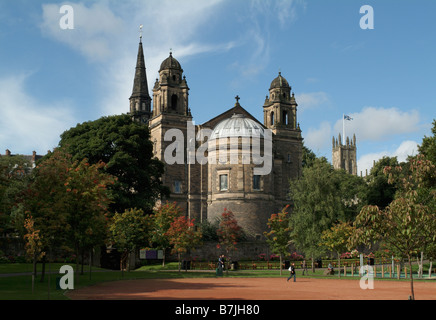 St Cuthbert's Parish Church from Princes Street Gardens, Edinburgh, Scotland, UK. Stock Photo