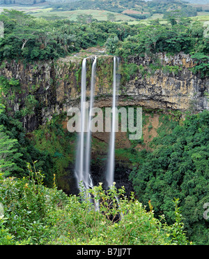 Mauritius Black River Cachette Cascade Chamarel waterfall in the mountains of Rivière Noire river St Denis Stock Photo
