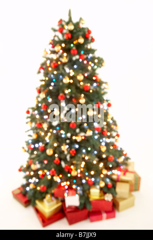 Abstract View Of Christmas Tree Against White Background Stock Photo