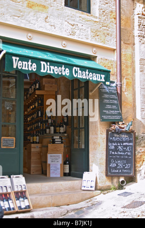 chalk board wine shop saint emilion bordeaux france Stock Photo