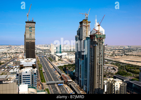 Sheik Zayed road at Dubai Stock Photo