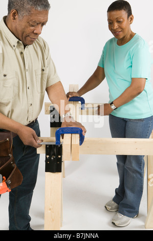 African American Couple Doing Home Improvement, Canada, British Columbia Stock Photo