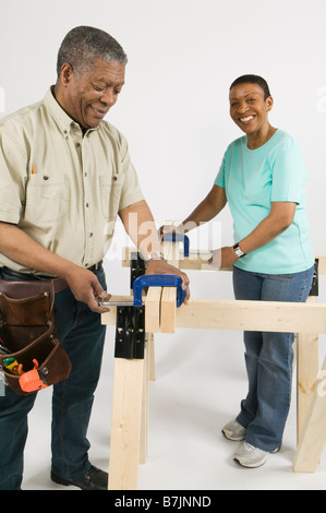 African American Couple Doing Home Improvement, Canada, British Columbia Stock Photo
