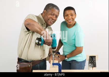 African American Couple Doing Home Improvement, Canada, British Columbia Stock Photo