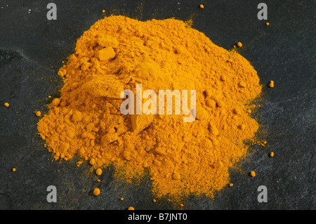 Ground Turmeric spice powder ingredient for Indian food as curry powder Stock Photo