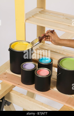 African American Woman Doing Home Improvement Painting, Canada, British Columbia Stock Photo