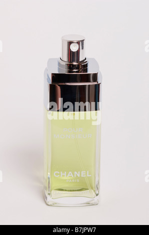 A bottle of Chanel Pour Monsieur eau de toilette mens aftershave perfume for men shot on a white background Stock Photo