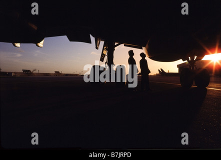 Aviation executives in meting with insurance agents at airport. Stock Photo