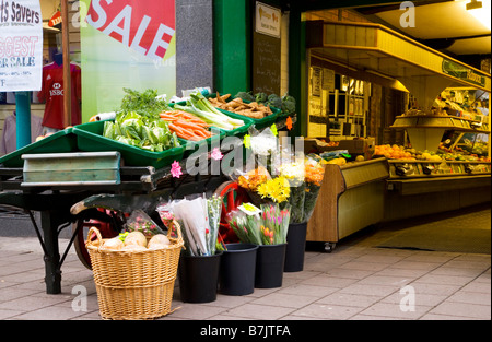 Greengrocer shop in the typical English market town of Devizes Wiltshire England UK Stock Photo