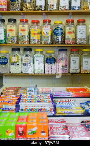 Jar sweets for sale by the weight in Sweet Yesterdays, a sweet shop in Broadstairs, Kent Stock Photo