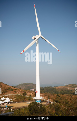 Hong Kong Electric's experimental wind turbine on Lamma Island, Hong Kong. Stock Photo