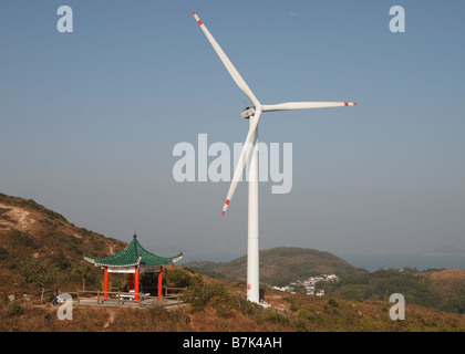 Hong Kong Electric's experimental wind turbine on Lamma Island, Hong Kong. Stock Photo