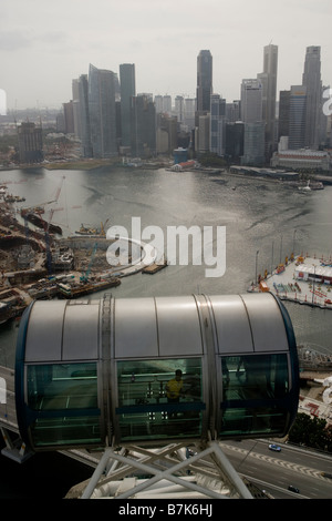 Passengers are seen in a capsule on the Singapore Flyer in Singapore Stock Photo