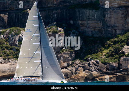 Rolex Trophy rating series Sydney Australia 2008 Loki passing the North Heads Sydney harbour passage race on the 4th Day Stock Photo