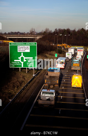 Busy traffic on Dual-carriageway bypass, Lothians, Scotland, UK, Europe Stock Photo