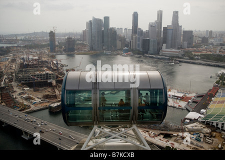 Passengers are seen in a capsule on the Singapore Flyer in Singapore Stock Photo