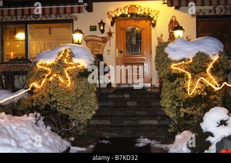 picturesque entrance to welcoming guesthouse Mayrhofen Austria Stock Photo