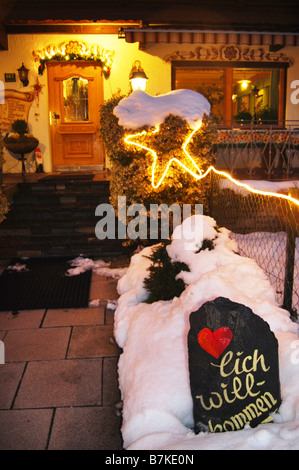 picturesque entrance to welcoming guesthouse Mayrhofen Austria Stock Photo