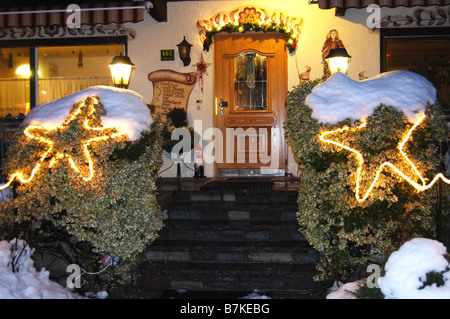 picturesque entrance to welcoming guesthouse Mayrhofen Austria Stock Photo