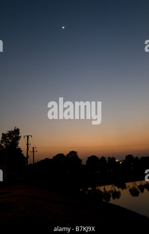 Sunset over San Tin, Hong Kong, China Stock Photo