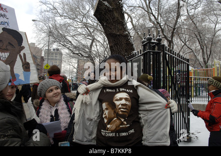 Students participate in their annual Martin Luther King Jr Commemorative Walk in New York Stock Photo