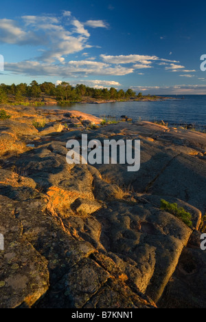 Stony coast of the Baltic sea at Aland islands in Finland Stock Photo