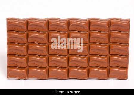 A close up of a bar of Galaxy milk chocolate on a white background Stock Photo