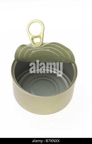 Top view of an empty tin can on white background Stock Photo