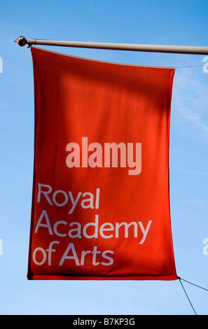 A flag hanging above the Royal Academy of Arts Burlington House Piccadilly London. Jan 2009 Stock Photo