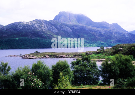 Loch Maree Slioch Mountain Scottish Highland UK rugged landscape Wester Ross Scotland UK Stock Photo