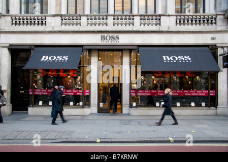 The shop front of the Hugo Boss fashion store, Regents Street, London. Jan 2009 Stock Photo