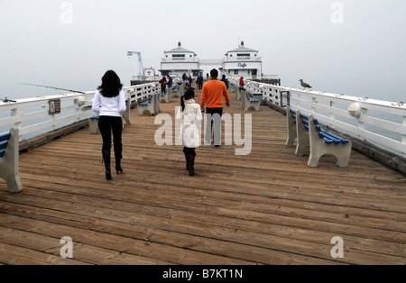 malibu pier los angeles california on a cold dull foggy winter winters day Stock Photo