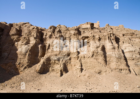 Old Kingdom walls at Tell Edfu close to  Edfu Temple Egypt Stock Photo