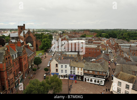 Elevated aerial general view over Carlisle city centre looking north Stock Photo