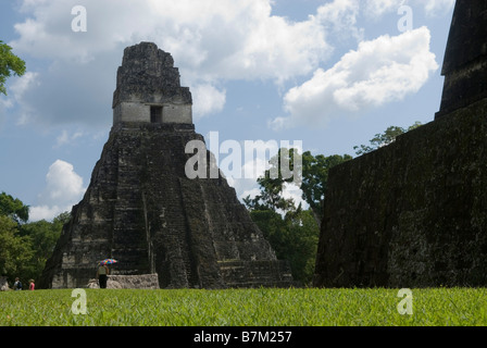 View of Temple I  from the Acropolis del Norte. Tikal, Guatemala. Stock Photo