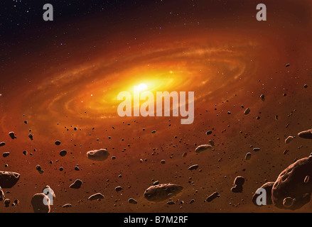 An artwork of the solar system at an early stage of formation. Stock Photo