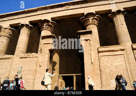 The Temple at Edfu in Egypt which is dedicated to the God Horus Stock Photo