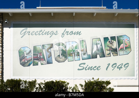 Mural on the wall outside Gatorland, Orange Blossom Trail, Orlando, Central Florida, USA Stock Photo