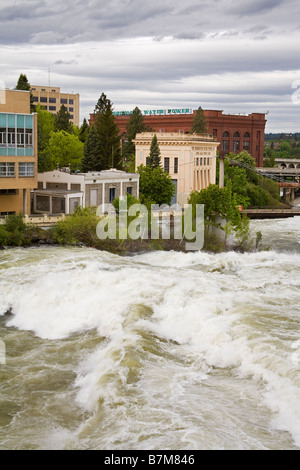 Spokane River in Major Flood Riverfront Park Spokane Washington State USA Stock Photo