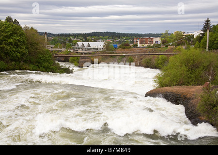 Spokane River in Major Flood Riverfront Park Spokane Washington State USA Stock Photo