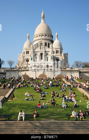 SACRE COEUR BASILICA TO MONTMARTRE Stock Photo