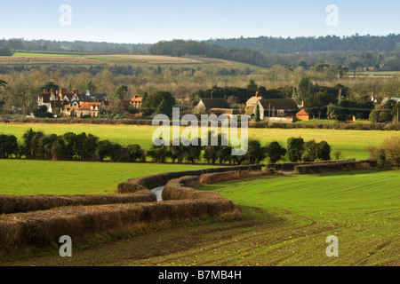 View from the Chiltern Hills near Hambleden, towards Henley-on-Thames Stock Photo