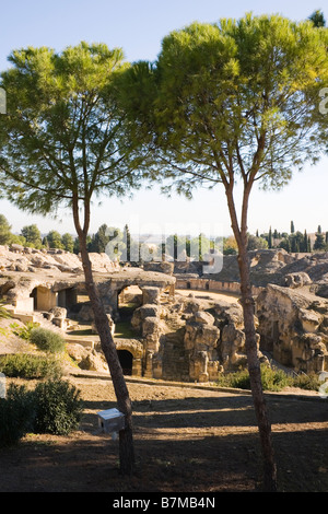 Italica Santiponce Seville Spain Ruins of Roman Amphitheatre Stock Photo