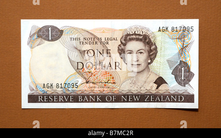 New Zealand 1 One Dollar Bank Note Stock Photo