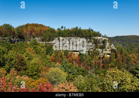 Autumn Color and Lookout Point in Natural Bridge State Park Kentucky Stock Photo