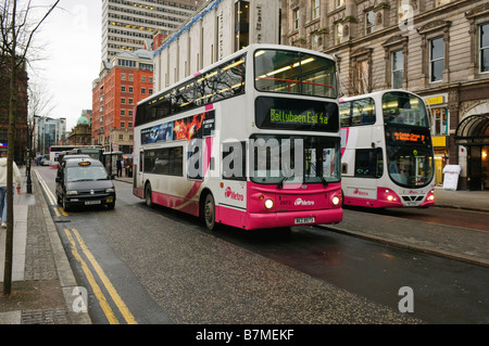 Metro/translink/citybus buses at Donegal Square West, Belfast with taxi Stock Photo