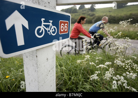 Cycling route 66 near Market Weighton The Wolds East Yorkshire UK Stock Photo